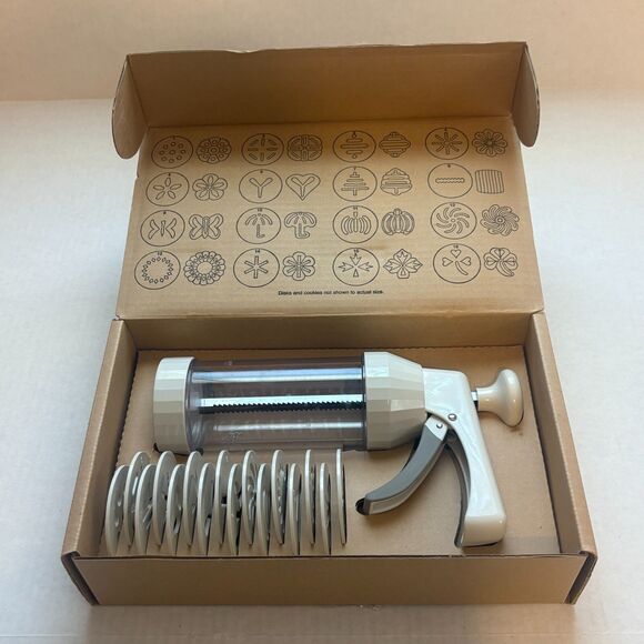 Pampered Chef Cookie Press 1525  16 Discs Complete In Box - Picture 2 of 3